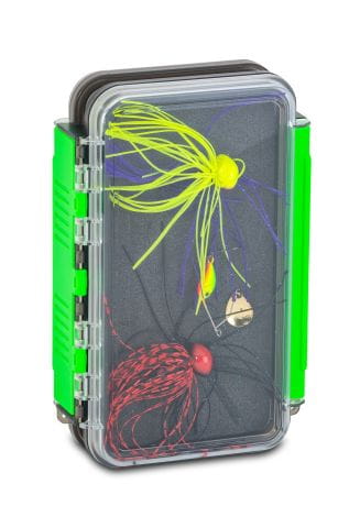 Doiyo Perch Stalker Box – Bild 2, Angelköderbox, Kunststoff, Transparent, Neongrüne Verschlüsse, Köderfächer