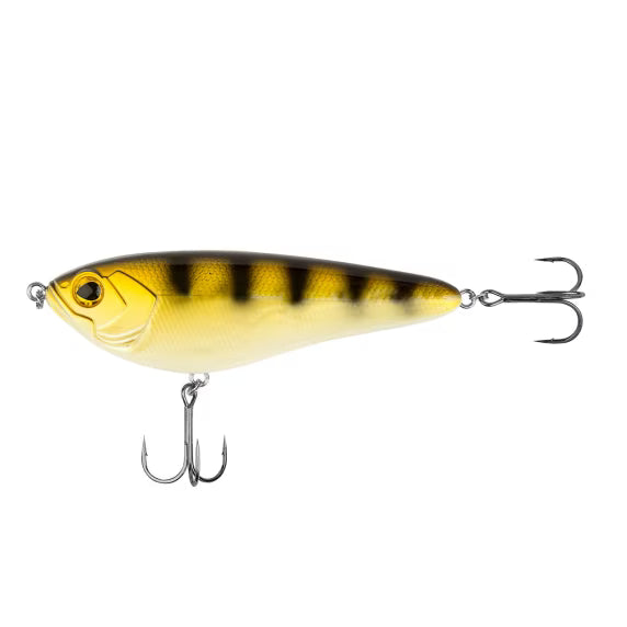 Shimano Yasei Javelin Jerk S110 11cm 33g Zander, fishing lure, soft plastic, gelb-schwarz gestreift, Zweiteiliger Haken, lipless style