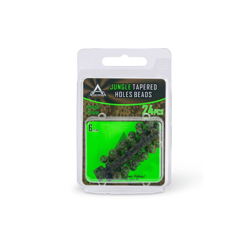 Anaconda Jungle Green Tapered Holes Beads 6mm 24 pezzi