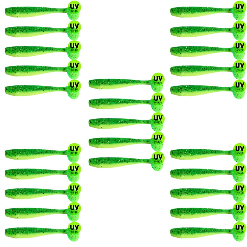 SX King-Shad 11 cm (4") Fluo Geel/Groen 25 stuks SX King-Shad 11 cm (4") Fluo Geel/Groen 25 stuks