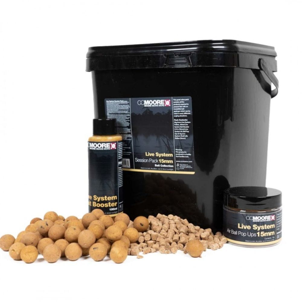CC Moore Live System Session Pack 15 mm - Boilies+Pellets+Pop Ups+Booster+Găleată