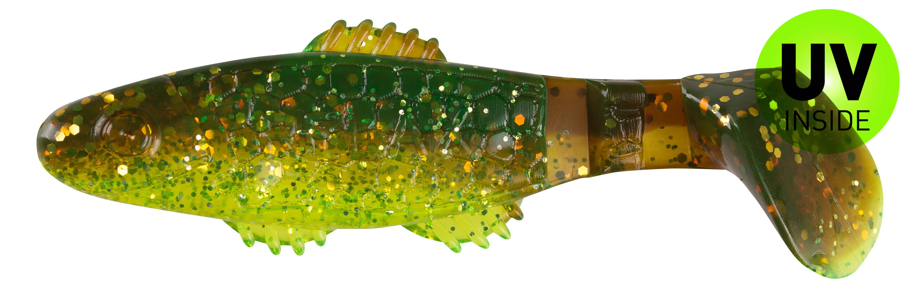 Relax Killer Shad 8 cm (3") Green Chartreuse Glitter Motoroil Glitter 3 броя