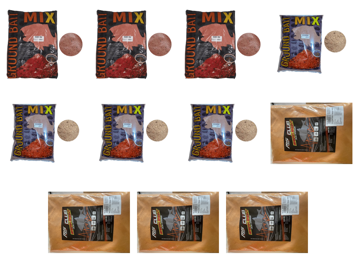 Monster Futter Set 20 Kilogramm MS Range Club Bream Bright + Poseidon Groundbait Robin Red und Scopex