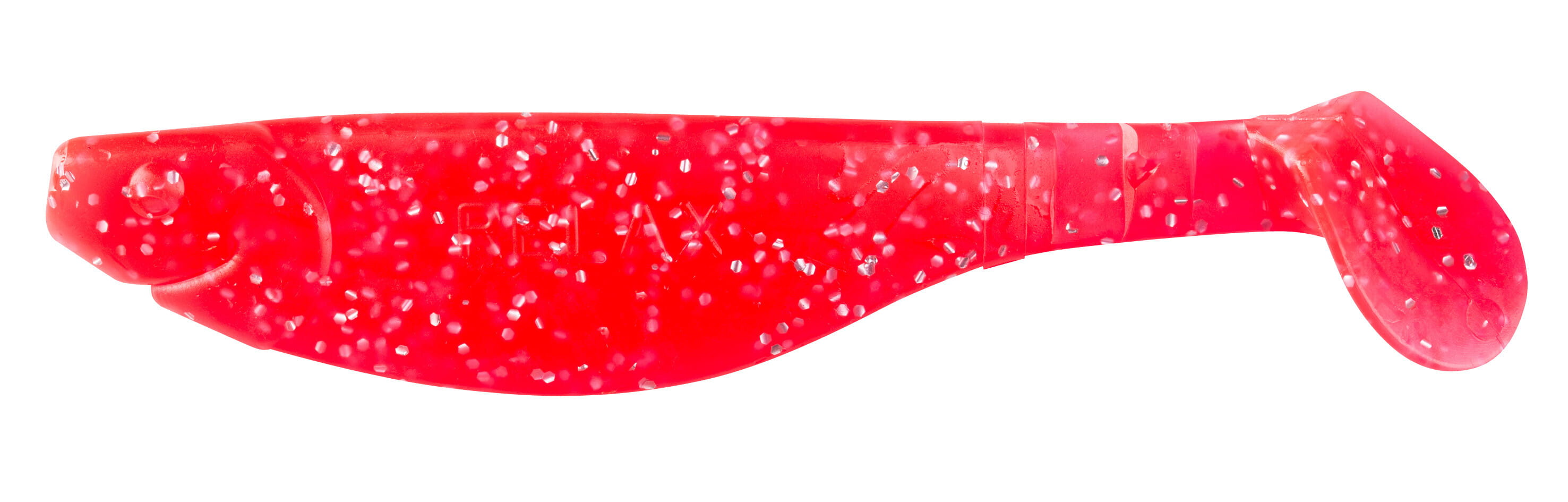 Relax Kopyto River 11cm (4") Feuerrot Glitter 10 Stück, weicher Kunststoff Köder, Glitzer, Pink, gekrümmter Schwanz, Angelköder