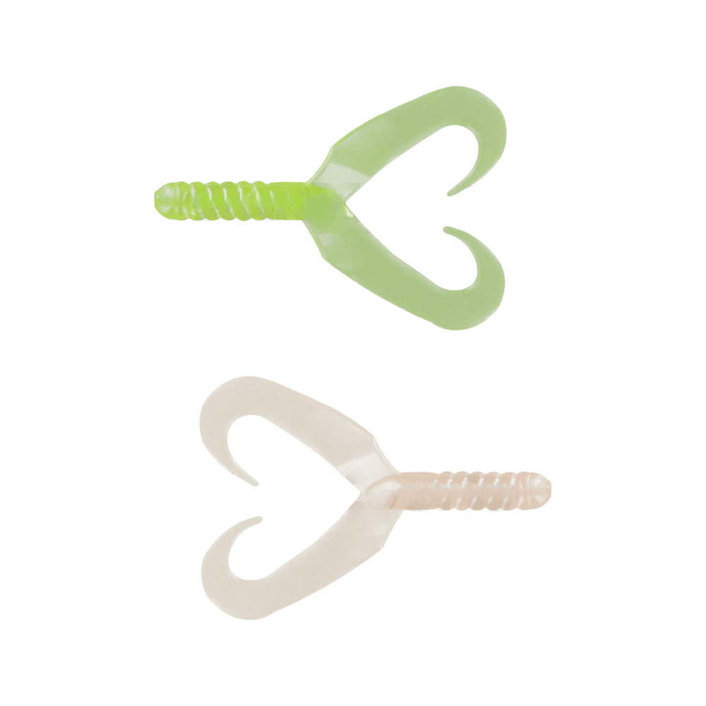 Relax Twin Tail Grub 7cm (2,75") blanc nacré jaune fluo 5 pièces