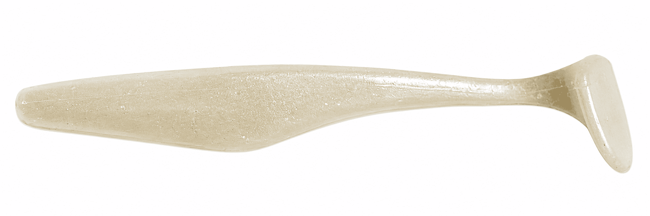 softes Plastikköder, Schwimmköder, Angellure,  Perlmuttbeige, gekrümfter Schwanz