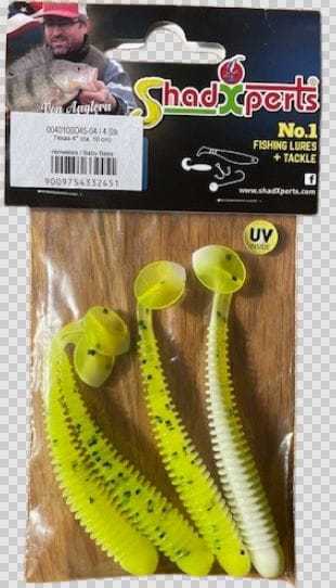 Relax Texas Shad 10cm (4") Reinweiß Baby Bass 4 bucăți Erwachsener, Männlich, Mann, Person