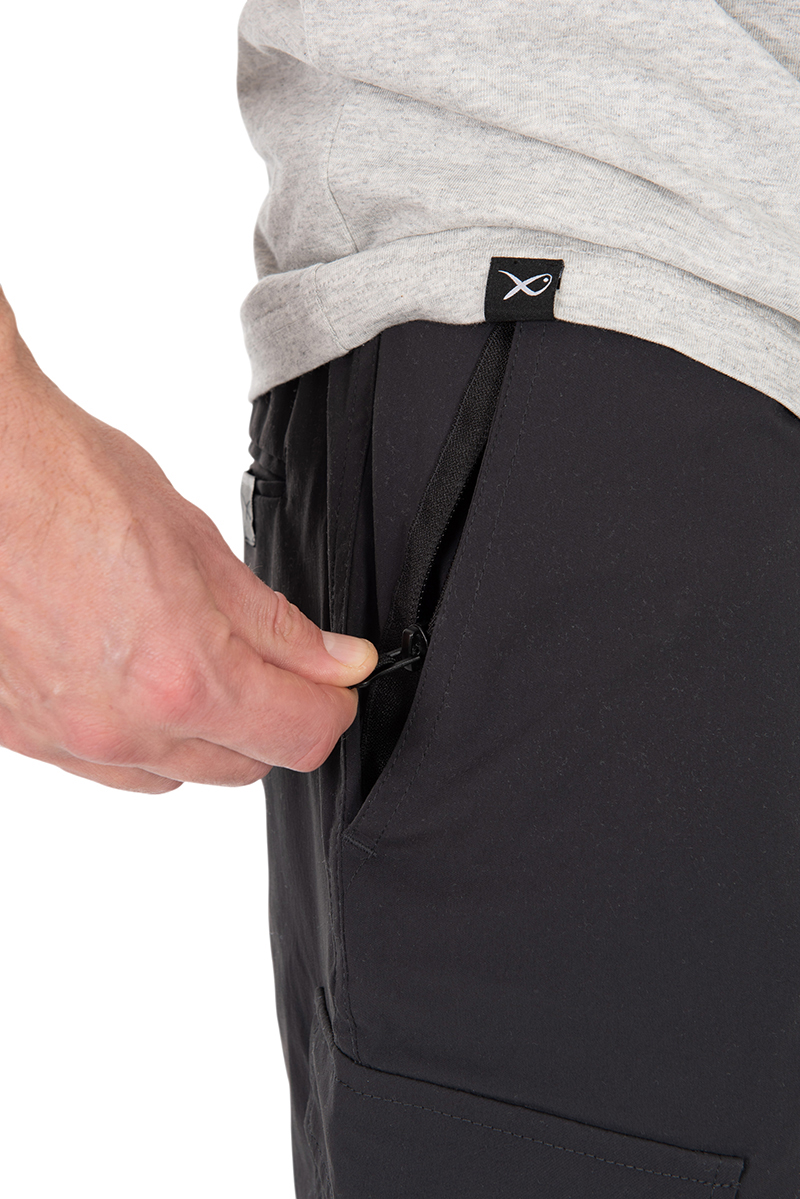 Hose, Hose mit Reißverschluss, Seitentasche, Schwarz, Stretch
