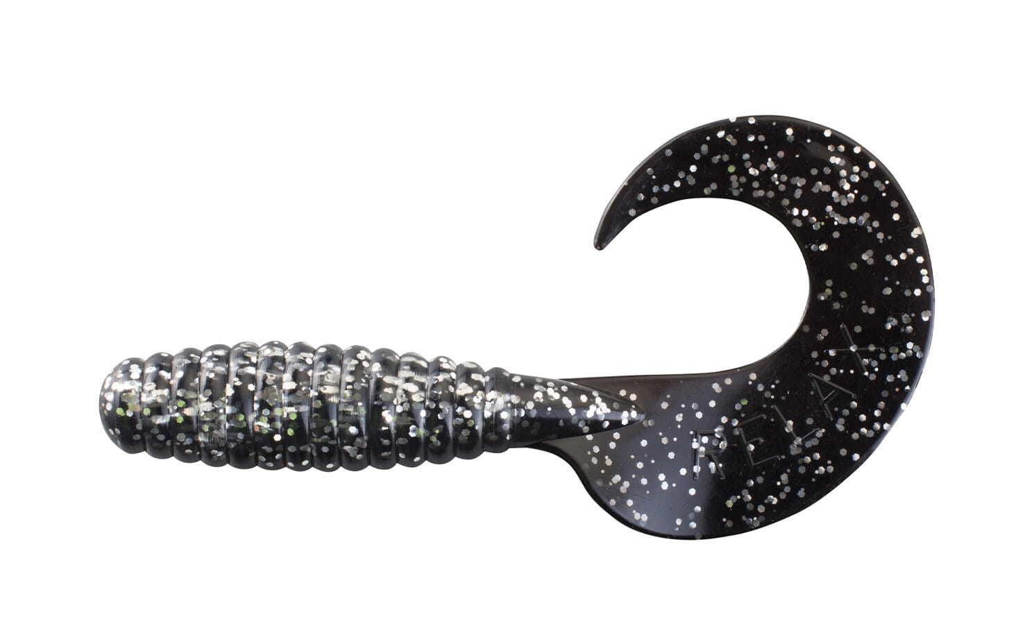 Relax Xtra Fat Grub 13 cm (5,5") Klar Silber Glitter / Schwarz 5 Stück, Gummibaum, Schwanz, Schaufel, Köder, Schwarz mit Glitzer