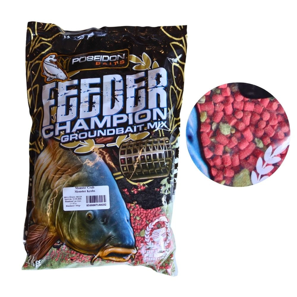 Poseidon Champion Feeder Set Pellets écrasés + Liquide Monster Crab 950 g