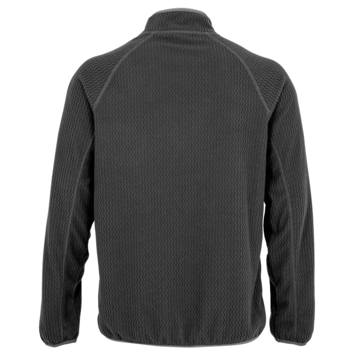 Fleecejacke, Grau, Strukturstrick, Rückansicht, Stehkragen
