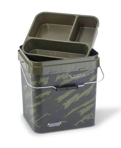 Anaconda Freelance Bucket 17 Liter, Angelkübel, Kunststoff, Tarnmuster, Facheinsatz, Tragegriff