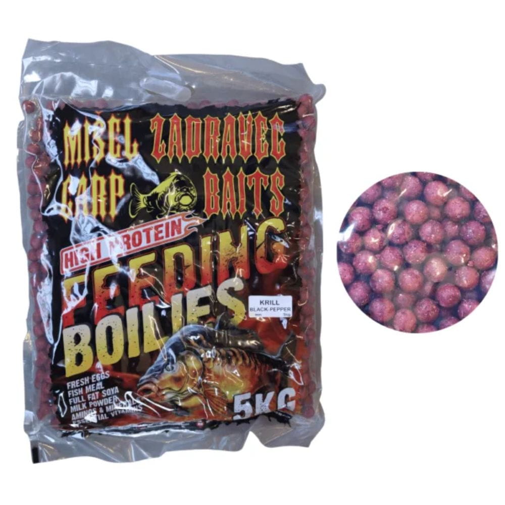 Zadravec Baits Magas proteintartalmú etető bojlik Krill Black Pepper 16 mm 5kg Essen, Süßigkeiten