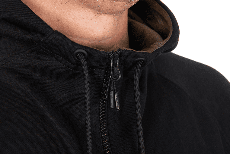 Fox Collection Zipped Hoody Black S – Bild 3, Hoodie, Reißverschluss, Kapuzenpullover, Schwarz, Sichtbarer Reißverschluss