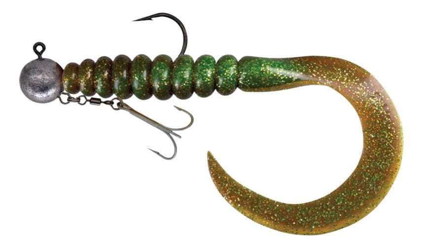 Relax XXL Grub 27 cm (11") Verde Chartreuse-Glitter Motoroil-Glitter 1 pieza montada HMEG 16/0 240g, con anzuelo adicional Elektronik, Hardware, Haken