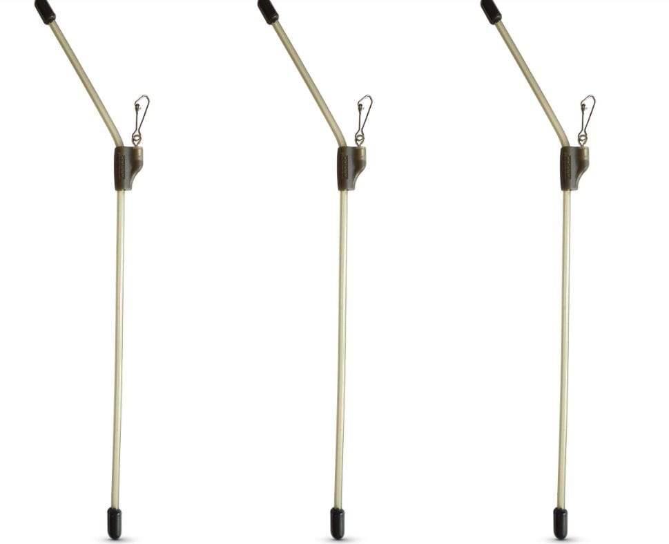 Zebco Trophy  Feeder Boom Gebogen 15cm 3 Stück, Stützstab, verstellbarer Stab, Schnappverschluss, Metallstange, Gummifuß