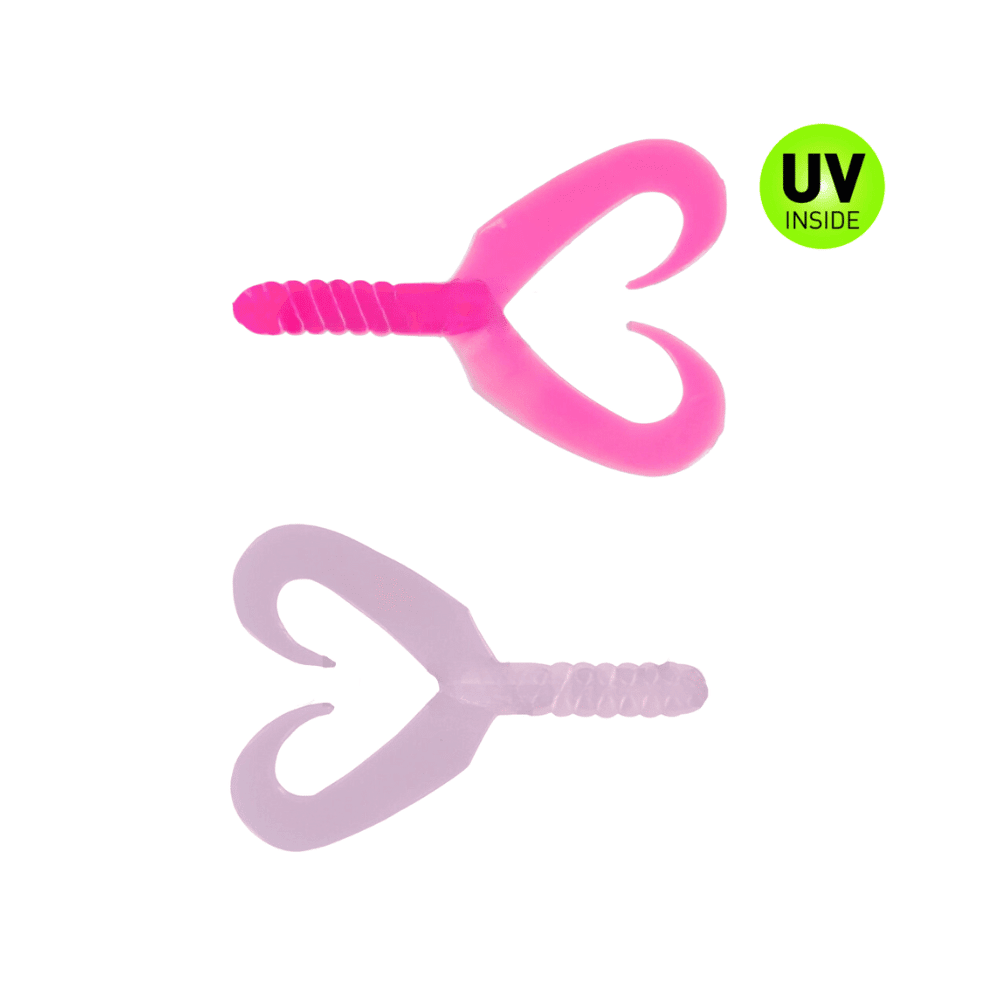 Relax Twin Tail Grub 7cm (2,75") Бяло/Ярко Розово 5 броя