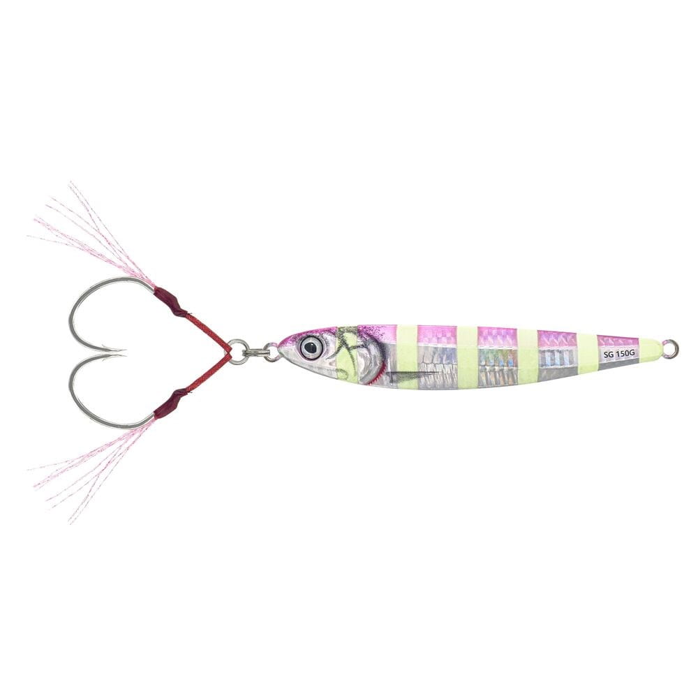 Savage Gear 3D Anchovy Jig 8cm 30G Pink Zebra Glow, Anglerlure, Köder, Hakenlure, Köder mit Schaft, mehrfarbig
