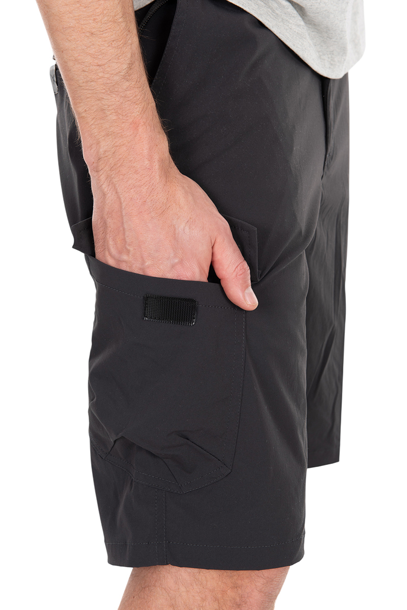Shorts, Cargo Shorts, Knee-length, Black, Pocket flap