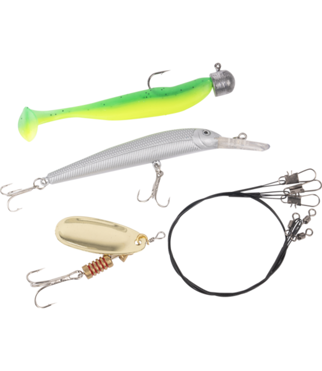 Zebco Target Fish Predator Kit – Bild 4, spinnerbait, softbait, fishing lure, treble hook, metal spoon