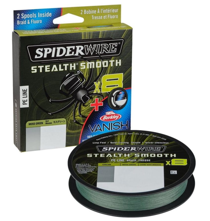 Spiderwire 8 Braid & Fluorocarbon Duo Spool System 0,15/0,40 mm 16,5/10 kg 150/50 m Zeleno/Prozirno