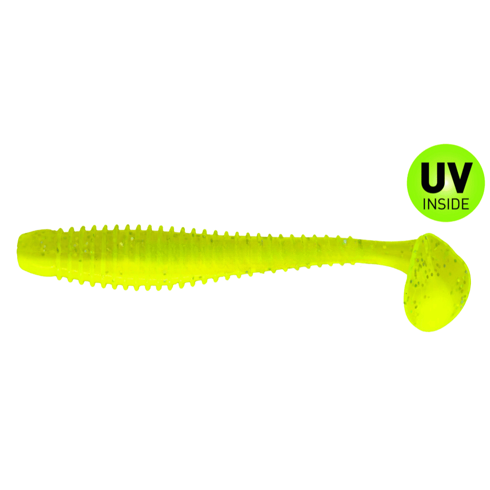 Relax Texas Shad 13 cm (5") Fluorescent Yellow Fluorescent Green Glitter 2 Pieces Besteck, Löffel, Tier, Insekt, Wirbellose