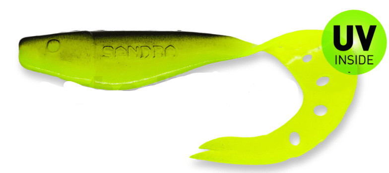 Gummi-Köder, Angeln, UV-Inside, Neon-Gelb, Haken-Köder