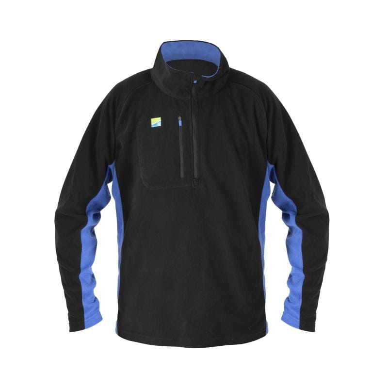 Jacke, Fleece, Halfzip, Schwarz, Blau