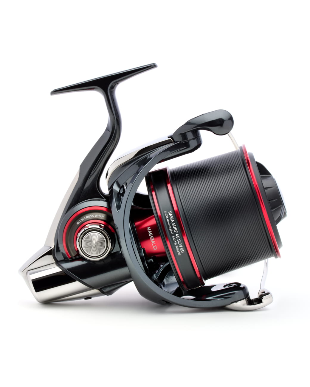 Angeln Reel, Spinnrolle, Gussenkonstruktion, Schwarz, Roter Rand