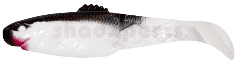soft plastic lure, fish lure, shad lure, t-tail body, white black