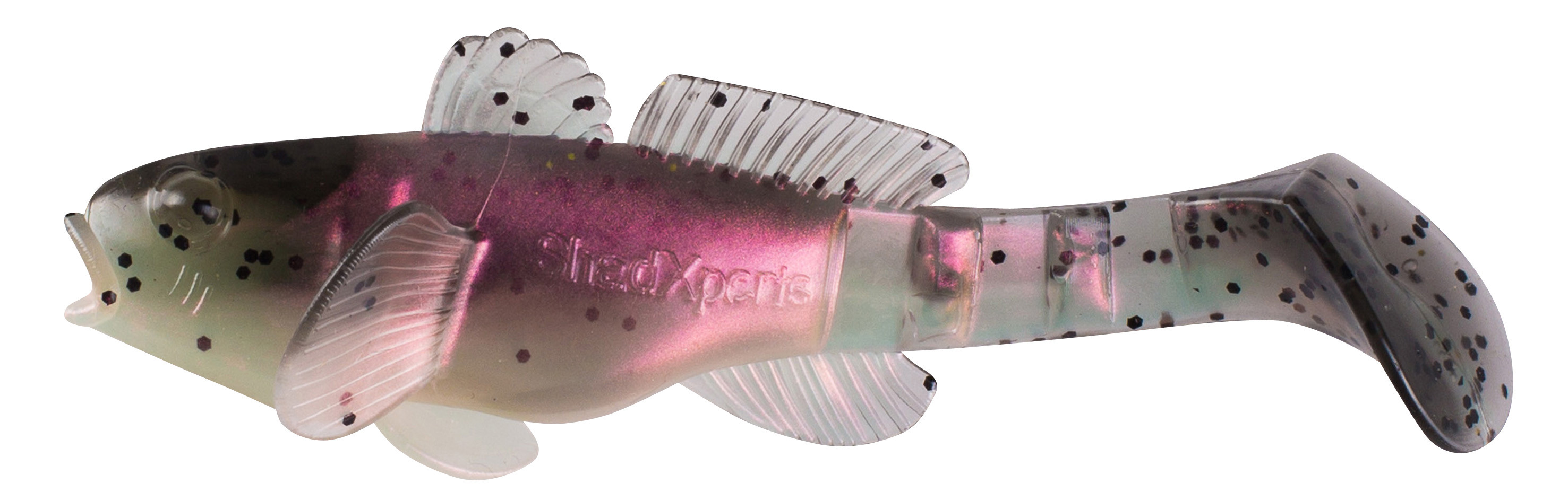 SX Bullhead 10,5cm (3,5") Perl / Klar Salt'n Pepper Glitter 10 Stück, Köder, Gummiköder, Angelfisch, Nachbildung, Schwärze-Punkte