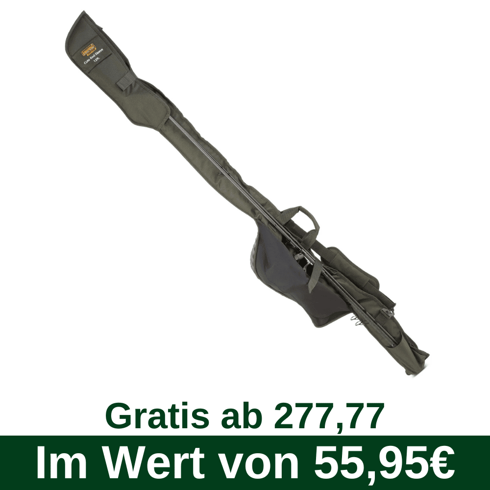 Angeln, Trageset, Rutenhülle, olivgrün, Reißverschlussfach