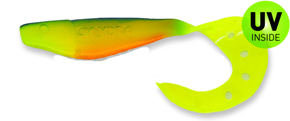 Weiche Kunststoff-Köder, Angelköder, Swimbait, Neon-Gelb, UV-innen