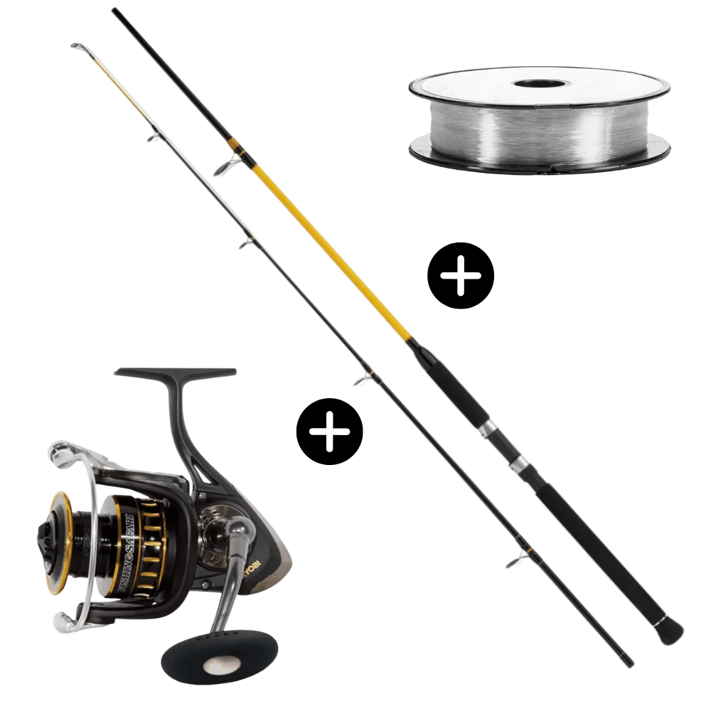 Meeres Set WFT Never Crack Senso Pilk 210cm 20-120g + Ryobi Safari 4500 + Go Fish Mono Norwegen Pilken Deadbait Raubfisch Rolle