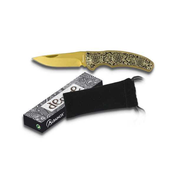 Laser Designed Pocket Knife - Gold